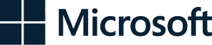 Microsoft logo with stylized text in dark color.