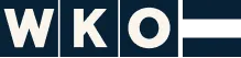 Logo with white letters W, K, and O on a dark background.